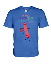 4th Grade Crayon Red V-Neck T-Shirt tile