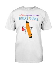 Geography Teacher Crayon Orange Classic T-Shirt front