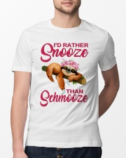 Sloth I rather snooze than schmooze Classic T-Shirt lifestyle-mens-crewneck-front-13