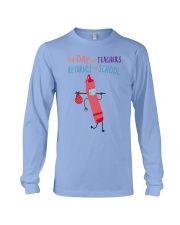 Teacher Crayon Mask Pink Long Sleeve Tee tile