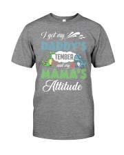 Dinosaur Daddy's temper and Mama's attitude Premium Fit Mens Tee tile