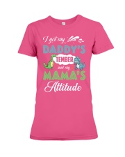 Dinosaur Daddy's temper and Mama's attitude Premium Fit Ladies Tee tile