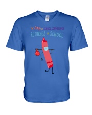 School Counselor Crayon Mask Pink mask V-Neck T-Shirt tile