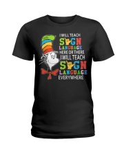 Sign Language here or there Ladies T-Shirt tile