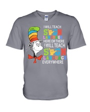 Sign Language here or there V-Neck T-Shirt tile