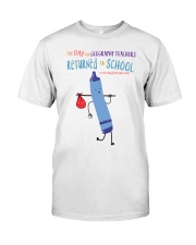 Geography Teacher Crayon Blue Classic T-Shirt front