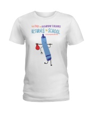 Geography Teacher Crayon Blue Ladies T-Shirt tile
