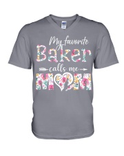 My favorite baker calls me mom V-Neck T-Shirt tile