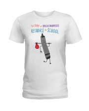 Speech Therapists Crayon Black Ladies T-Shirt tile