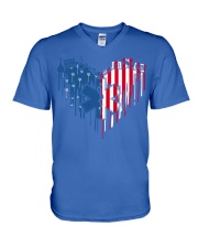 Paramedic Flag Heart V-Neck T-Shirt tile