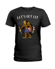 Bigfoot Let's get lit Ladies T-Shirt tile