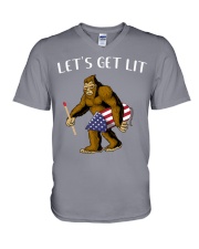 Bigfoot Let's get lit V-Neck T-Shirt tile