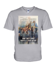 Giraffe Lived Happily Ever After V-Neck T-Shirt tile