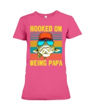 Hooked on being papa Premium Fit Ladies Tee tile
