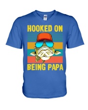 Hooked on being papa V-Neck T-Shirt tile