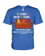 Teacher A told B and B told C V-Neck T-Shirt tile