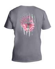 Breast Cancer Faith Daisy American Flag V-Neck T-Shirt tile