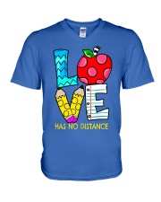 Teacher Love has no distance V-Neck T-Shirt tile