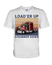 Trucker Loader up and hammer down V-Neck T-Shirt tile