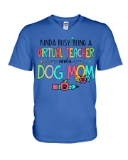 Teacher dog mom V-Neck T-Shirt tile