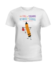 Teacher Crayon Orange Ladies T-Shirt tile