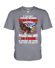 Stand behind men and women V-Neck T-Shirt tile