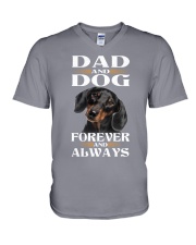 Dachshund Dad and dog forever V-Neck T-Shirt tile