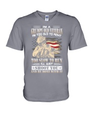 Grumpy Veteran too old to fight V-Neck T-Shirt tile