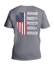 Firefighter Husband Daddy Protector V-Neck T-Shirt tile