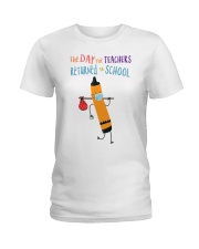 Teacher Crayon Mask Orange Ladies T-Shirt tile