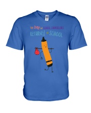 School Counselor Crayon Orange V-Neck T-Shirt tile