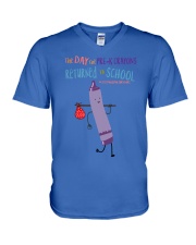 Pre-K Crayon Purple V-Neck T-Shirt tile
