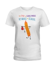 School Nurse Crayon Orange Ladies T-Shirt tile