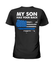 Police Officer Dad My Son has your back Ladies T-Shirt tile