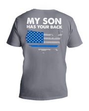 Police Officer Dad My Son has your back V-Neck T-Shirt tile