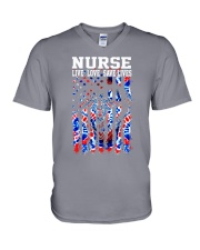 Nurse Live Love Save Lives Tie Dye Flag V-Neck T-Shirt tile