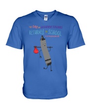 Geography Teacher Crayon Black V-Neck T-Shirt tile