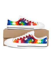 Autism Tie Dye Men's Low Top White Shoes inside-right-outside-right