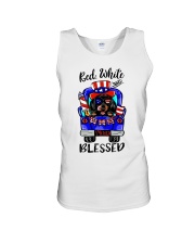 Dachshund Red White and Blessed Unisex Tank tile