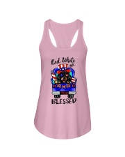 Dachshund Red White and Blessed Ladies Flowy Tank tile
