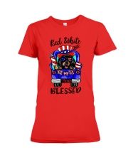 Dachshund Red White and Blessed Premium Fit Ladies Tee tile