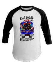 Dachshund Red White and Blessed Baseball Tee tile
