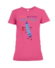 Math Teacher Crayon Blue Premium Fit Ladies Tee tile
