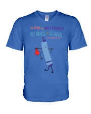 Math Teacher Crayon Blue V-Neck T-Shirt tile