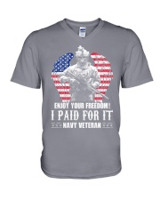 Nv Veteran I paid for it V-Neck T-Shirt tile