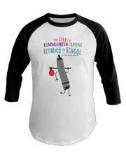 Kindergarten Crayon Black Baseball Tee tile