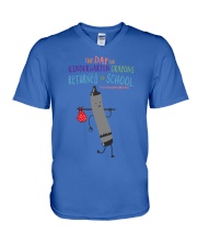 Kindergarten Crayon Black V-Neck T-Shirt tile