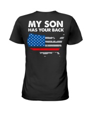 Firefighter Dad My son has your back Ladies T-Shirt tile