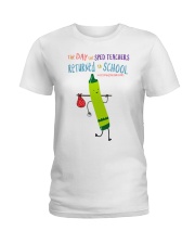 SPED Teacher Crayon Green Ladies T-Shirt tile