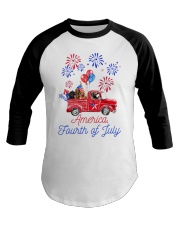Dachshund American Truck Fourth of July Baseball Tee tile